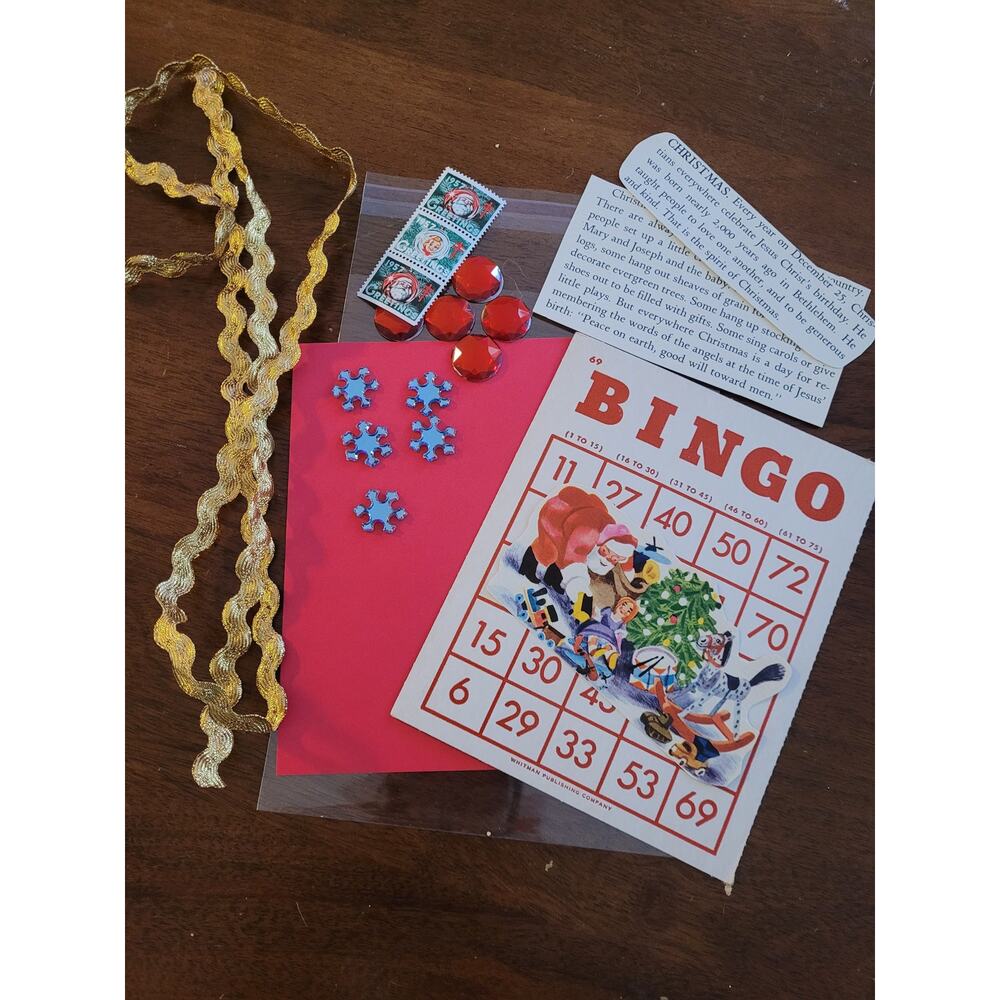 Upcycled Vintage Christmas Bingo Card Craft Kit